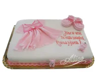 Tort de Botez cu Rochita si Botosei Roz