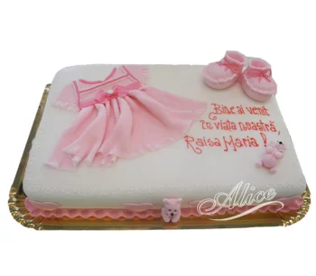 Tort de Botez cu Rochita si Botosei Roz