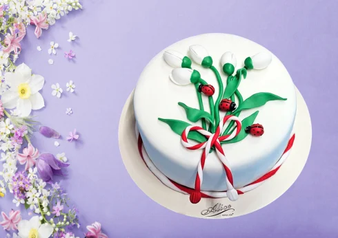 Tort Martie cu Buchet Ghiocei