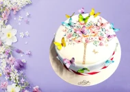 Tort cu Poza Copac Fluturi