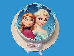 Tort cu Poza Comestibila Elsa si Ana - Frozen