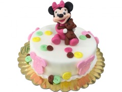 Tort cu Figurine Minnie Mouse si Ursulet Maro