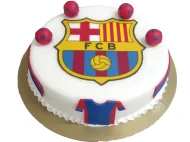 Tort cu Sigla FC Barcelona si Mingii de Fotbal