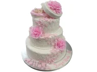 Tort de Botez cu Trandafiri Roz si Bebelus