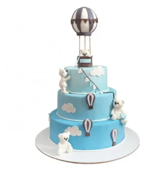 Tort de Botez cu Ursuleti si Balon