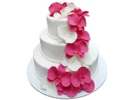Tort de Nunta cu Orhidee Albe si Roz