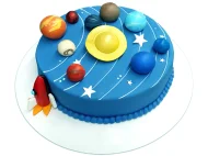 Tort cu Figurine Planete si Racheta