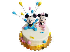 Tort cu Figurine Baby Mickey si Minnie