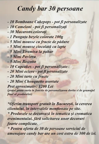 Oferta Candy Bar 30 de persoane