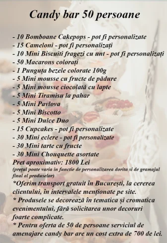 Oferta Candy Bar 50 de persoane
