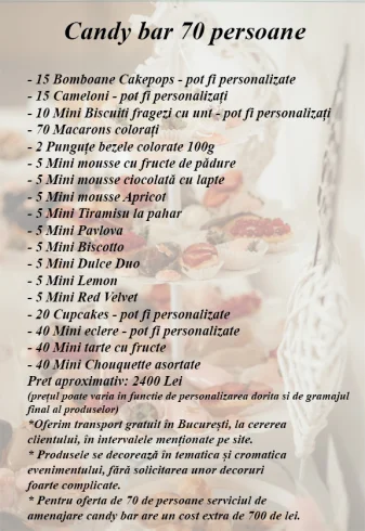 Oferta Candy Bar 70 de persoane