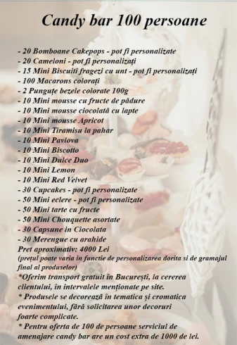Oferta Candy Bar 100 de persoane