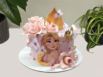 Tort cu poza Rapunzel si Coroana