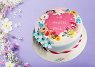 Tort cu Poza Inima cu Flori