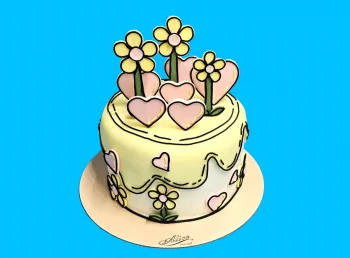 Tort Cu Flori Cartoon
