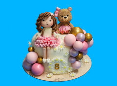 Tort cu Figurine Fetita si Ursulet