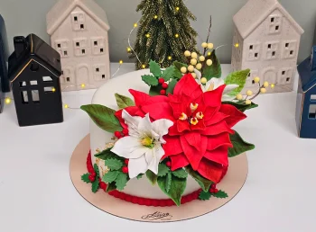 Tort Floare de Craciun Rosie