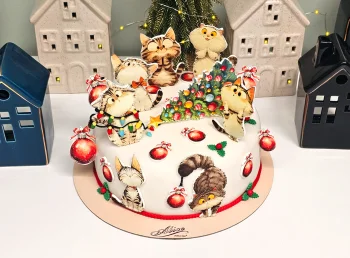 Tort Iarna cu Poze Pisicute Nazdravane