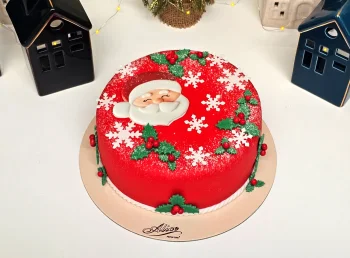 Tort Iarna cu Poza Cap Mos Craciun