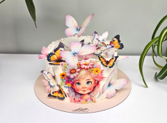 Tort Fetita si Fluturi Colorati