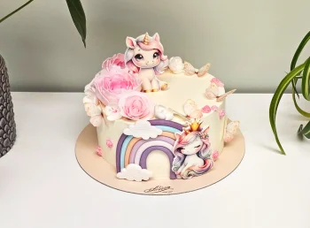 Tort cu Poze Unicorni Veseli